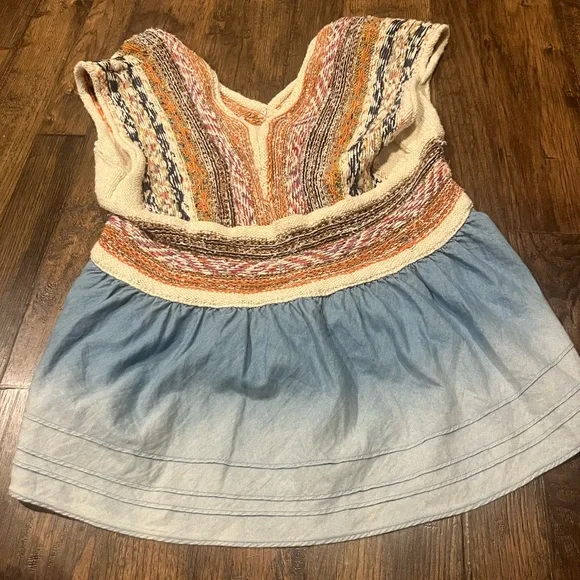 Anthropologie Pilcro knit peplum with chambray flounce so small - Picture 6 of 6